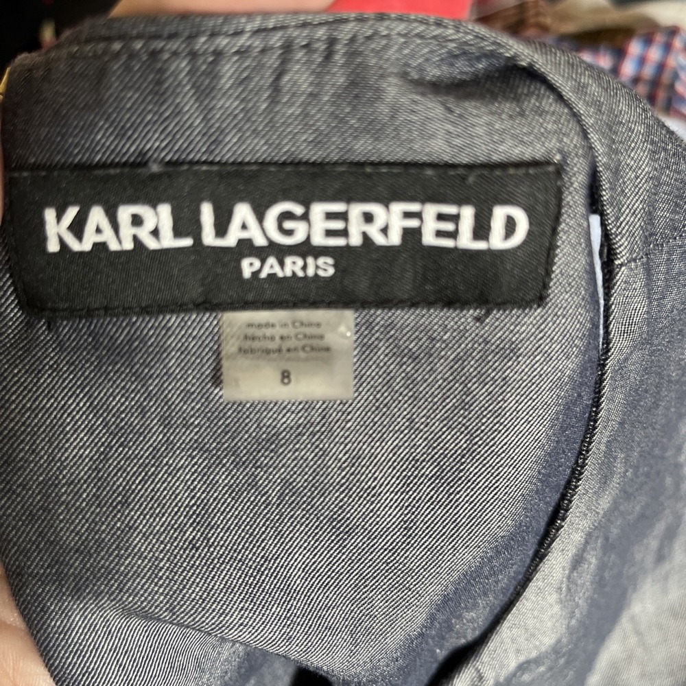 KARL LAGERFELD PARIS  Sleeveless Dress Denim Lace Size 8 Office Career‎ - Picture 8 of 9